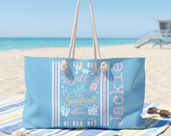 Christian Girl Trip Salt Light & Sunshine beach Gepersonaliseerde weekendtas | Aangepaste naam en locatie