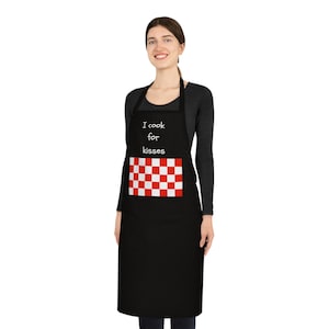 I Cook For Kisses Cotton Apron, Funny Cooking Apron, Kitchen Apron Gift, Men Women Chef Apron, Humorous BBQ Apron