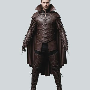Mens Brown Leather Vampire Hunter Costume Set: Gothic Cosplay