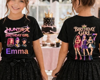Personalized Huntrix Birthday Girl Shirt Rumi Mira Zoey Custom Name Age Kpop Party Tee