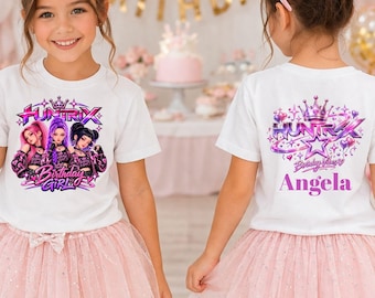 Huntrix Birthday Girl Shirt, Kpop Rumi Mira Zoey, Personalized Name Party Tee