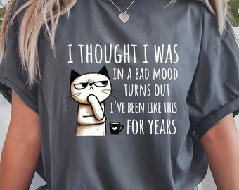 Funny Grumpy Cat Graphic Tee - Sarcastic Coffee Lover Shirt