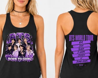 BTS Born to Shine Tank Top, OT7 World Tour 2026, Front Back Concert Shirt
