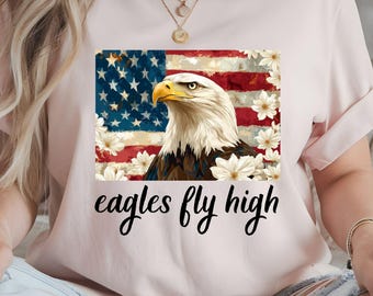 USA Eagle Flag Graphic Tee: Patriotic 4th of July Shirt