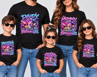 Huntrıx Birthday Girl Shirt, Matching Family Tee, Custom Name Age, Mommy Daddy Sibling outfits