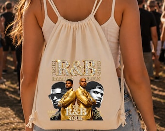 Usher Chris Brown R&B Drawstring Backpack Luxury Music Fan Festival Gym Bag Personalized