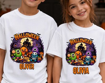 Personalized Halloween Shirt, Custom Name Kids Tee, Spooky Monster Family