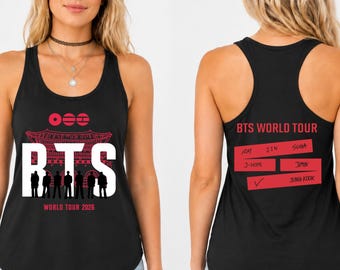 BTS World Tour Tank Top Front Back Print Kpop Concert Racerback Fan Shirt