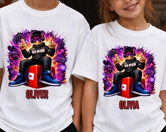 Personalized Roblox Gamer Shirt, Custom Name Gaming Tee, Kids Birthday Gift, Boys Girls