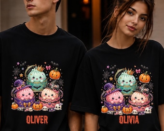 Personalized Halloween Shirt, Custom Name Tee, Spooky Pumpkin, Matching Family Kids