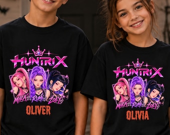 Personalized Huntrix Shirt, Rumi Mira Zoey Kpop Tee, Custom Name Kids Adult T-Shirt