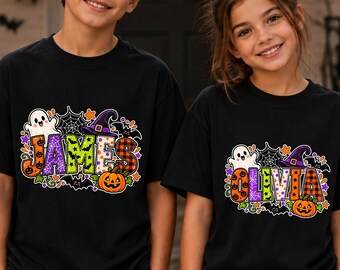 Personalized Halloween Shirt, Custom Name Spooky Tee, Matching Family Kids Halloween T-Shirt