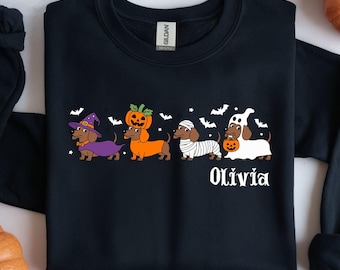 Personalized Halloween Dachshund Sweatshirt: Spooky Sausage Dog Costume