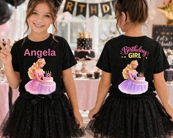 Camiseta de cumpleaños de princesa, nombre y edad personalizados, conjunto para fiesta de niña, camiseta de cumpleaños infantil