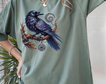 Comfort Colors Viking Raven T-Shirt, Gothic Norse Mythology Tee