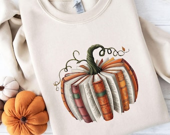 Book Pumpkin Sweatshirt: Fall Reading Lover Crewneck