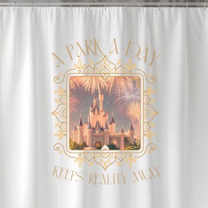 Disney Shower Curtain, Disneyland Shower Curtain, Disney Gift, Whimsical Shower Curtain, Fantasy Bathroom Decor, Magical Castle Design