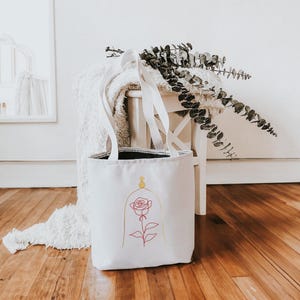 Disney Tote Bag, Beauty and the Beast Tote Bag, Belle Tote Bag, Charming Floral Tote Bag, Perfect for Everyday Use, Gift for Her