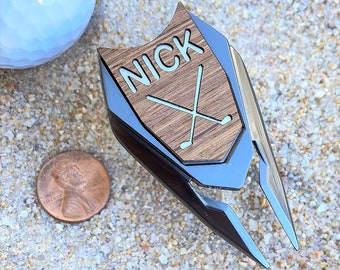 Personalized Wood Golf Ball Marker & Divot Tool: Engraved Golf Gift