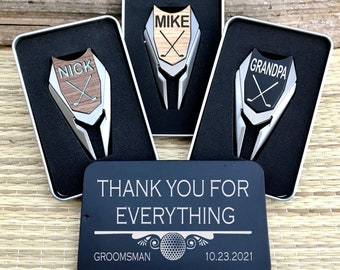 Groomsmen Gifts Golf Ball Marker Personalized Gift Ideas for Best Man Unique Groomsman Men Father of the Bride Groom Engraved Divot Tool