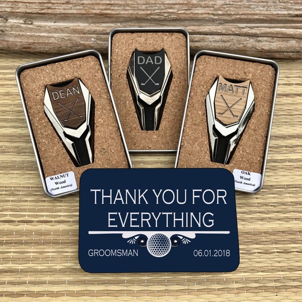 Groomsmen Gifts 5+ Golf Ball Markers Divot Tool Custom Personalized Engraved Unique Gift for Best Man Groomsman Proposal Gift Box Set Ideas