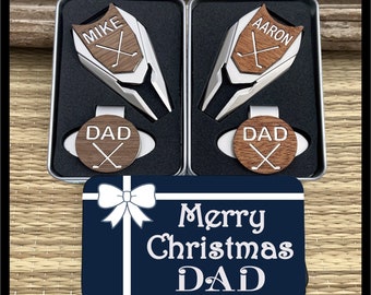 Christmas Gift Golf Ball Marker Divot Tool  Set / Personalized Custom Engraved DAD Gifts For Men Man Husband Grandpa Papa from daughter son