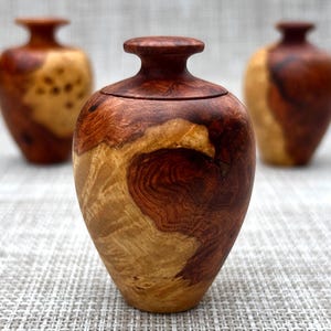 Amboyna Burl Lidded Vase: Hand Turned Keepsake Box