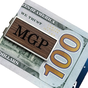 Engraved Walnut Wood Money Clip, Personalized Minimalist Gift