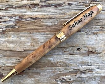 California Redwood Engraved Pen | Personalized Ball Point Pen | Fathers Day Graduation Groomsmen Gift for Him Father of the Bride Groom Gift