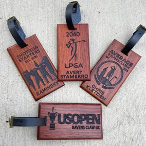 Wood Golf Bag Tag Luggage Tags Golf Gifts for Men Personalized Engraved Wooden Golf Gift Tags Fathers Day Gift Groomsmen Best Man Gifts ~ Rosewood
