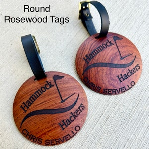 Wood Golf Bag Tag Luggage Tags Golf Gifts for Men Personalized Engraved Wooden Golf Gift Tags Fathers Day Gift Groomsmen Best Man Gifts Round Rosewood Tag