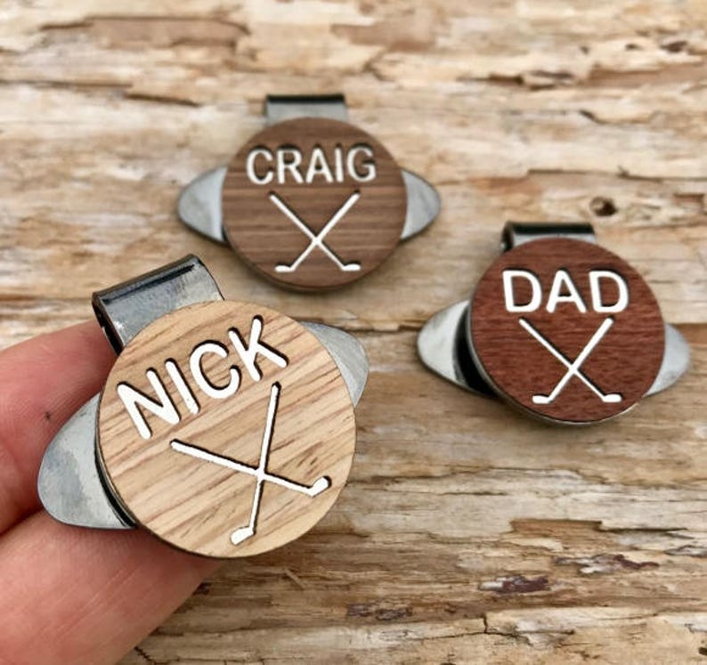 Personalized Wood Golf Ball Marker and Magnetic Hat Clip