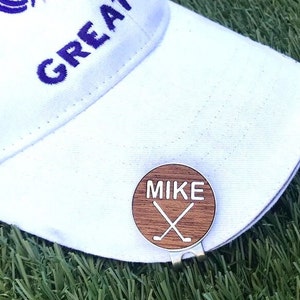 Personalized Wood Golf Ball Marker and Magnetic Hat Clip