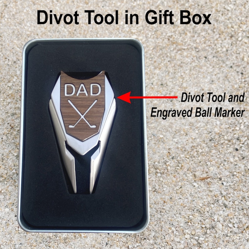 Custom Engraved Wood Golf Ball Marker and Divot Tool