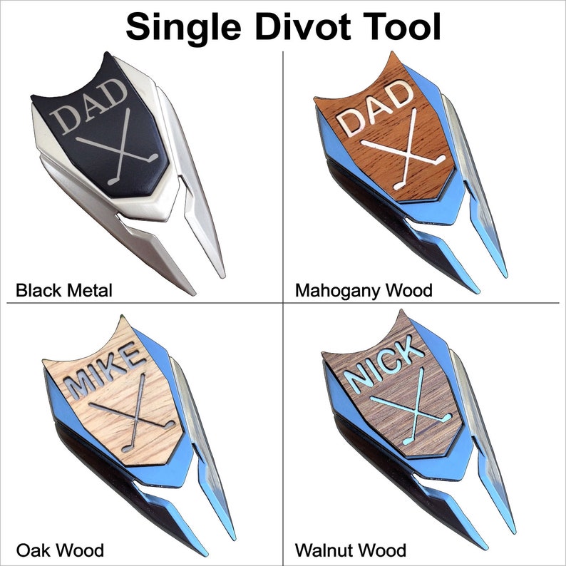 Engraved Wood Golf Ball Marker and Divot Tool