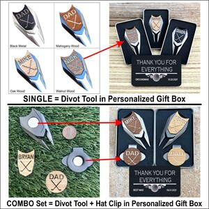 Regalo personalizado para padrinos de boda: marcador de pelota de golf grabado y herramienta para hacer hoyos. imagen 2