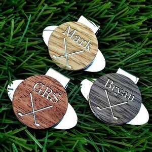 Personalized Wood Golf Ball Marker and Magnetic Hat Clip