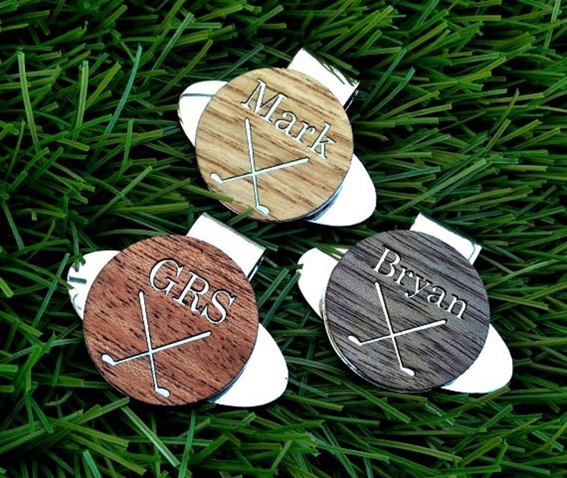Personalized Wood Golf Ball Marker and Magnetic Hat Clip