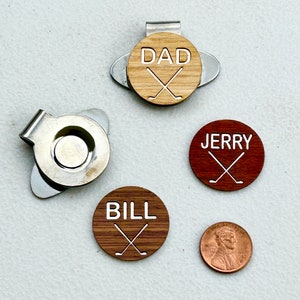Personalized Wood Golf Ball Marker and Magnetic Hat Clip