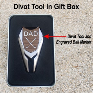 Engraved Walnut Wood Golf Ball Marker and Divot Tool