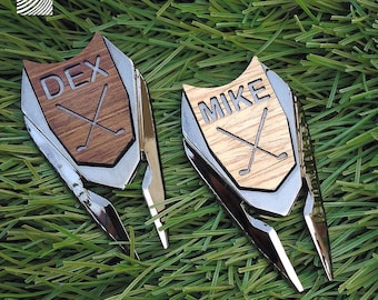 Personalized Golf Ball Marker Divot Tool Groomsmen Gifts / Custom Engraved Christmas Golf Gift for Dad Men Him Best Man Father of Bride