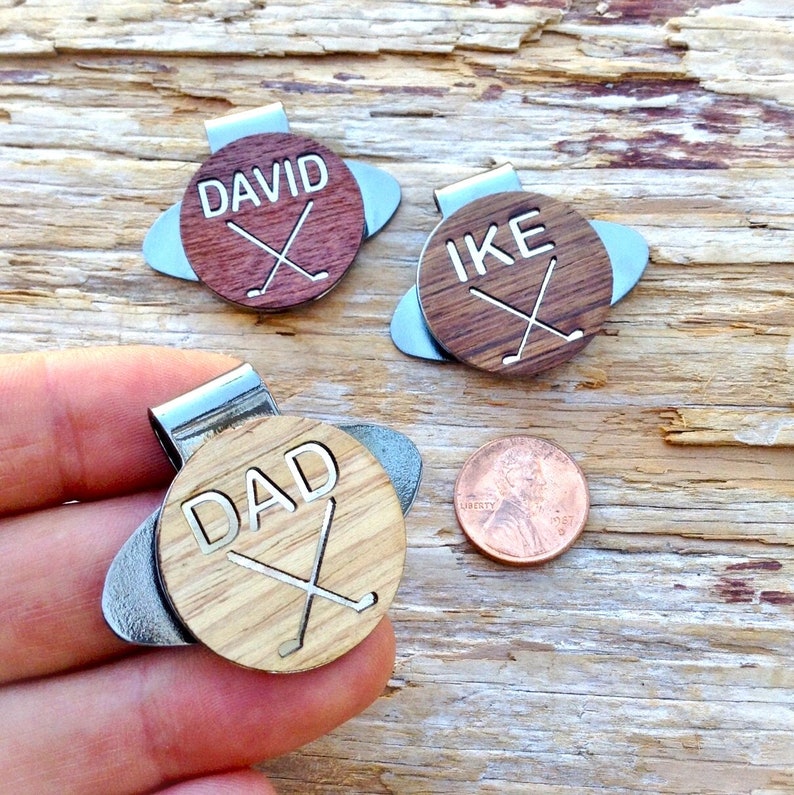 Personalized Wood Golf Ball Marker and Magnetic Hat Clip