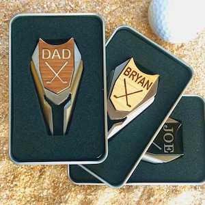 Personalized Wood Golf Ball Marker & Divot Tool Set / Custom Engraved Golf Gift for Dad Husband  Groomsmen Christmas / Golfer Accessories