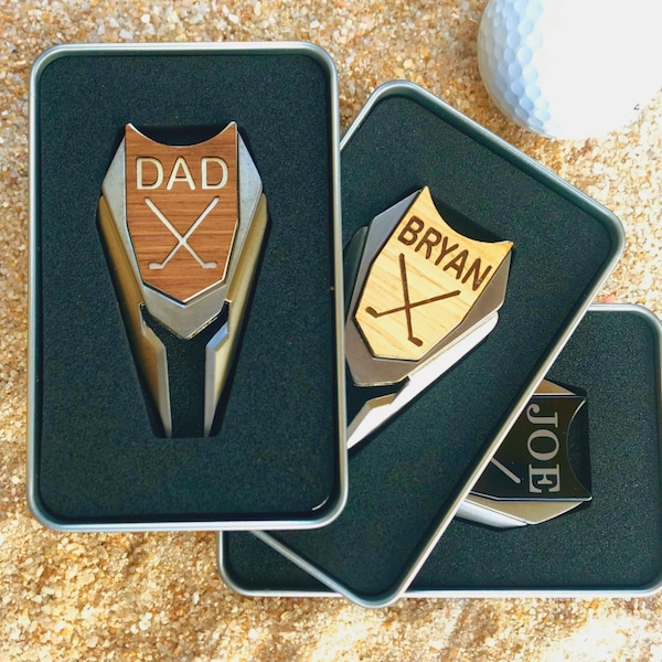 Personalized Wood Golf Ball Marker & Divot Tool Set: Engraved Golfer Gift