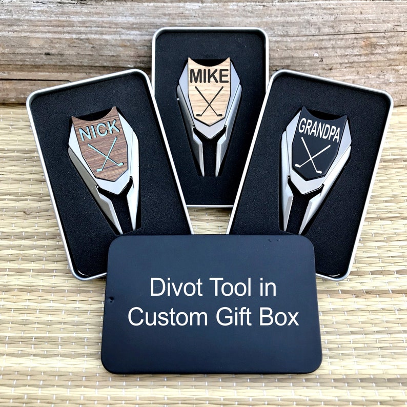 Engraved Wood Golf Ball Marker and Divot Tool