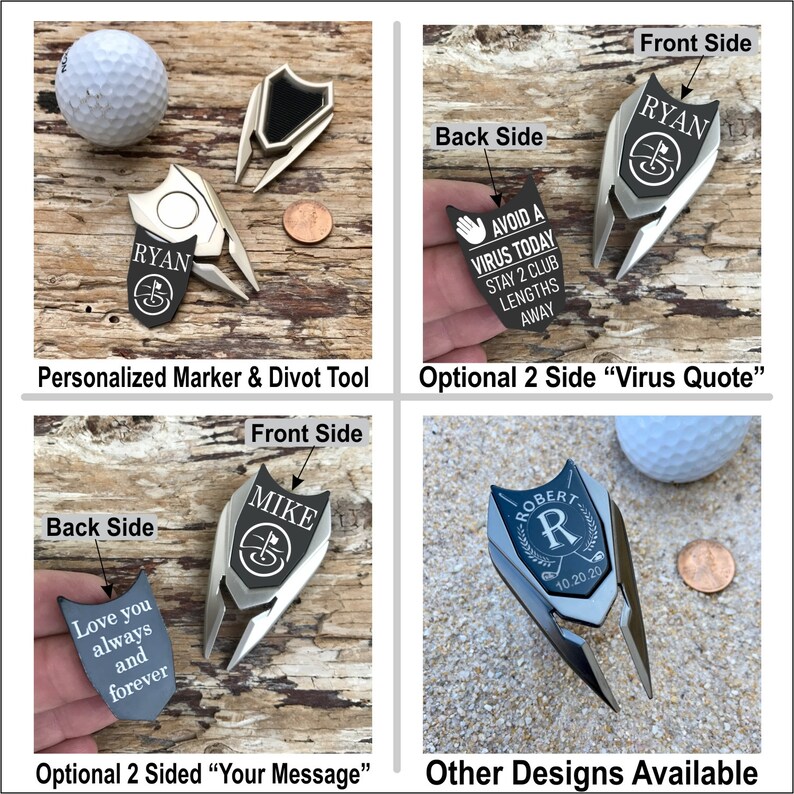 Personalized Golf Ball Marker Divot Tool Custom Engraved Etsy
