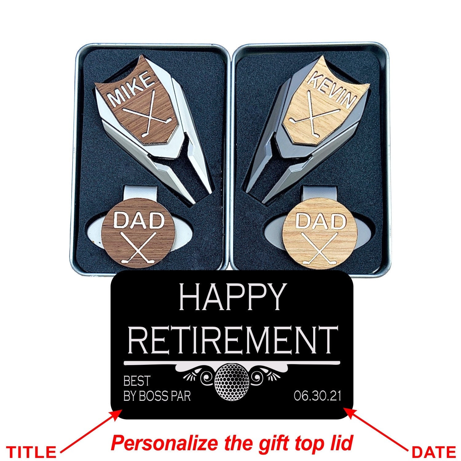 Engraved Retirement Golf Ball Marker Divot Tool Set / Custom Etsy