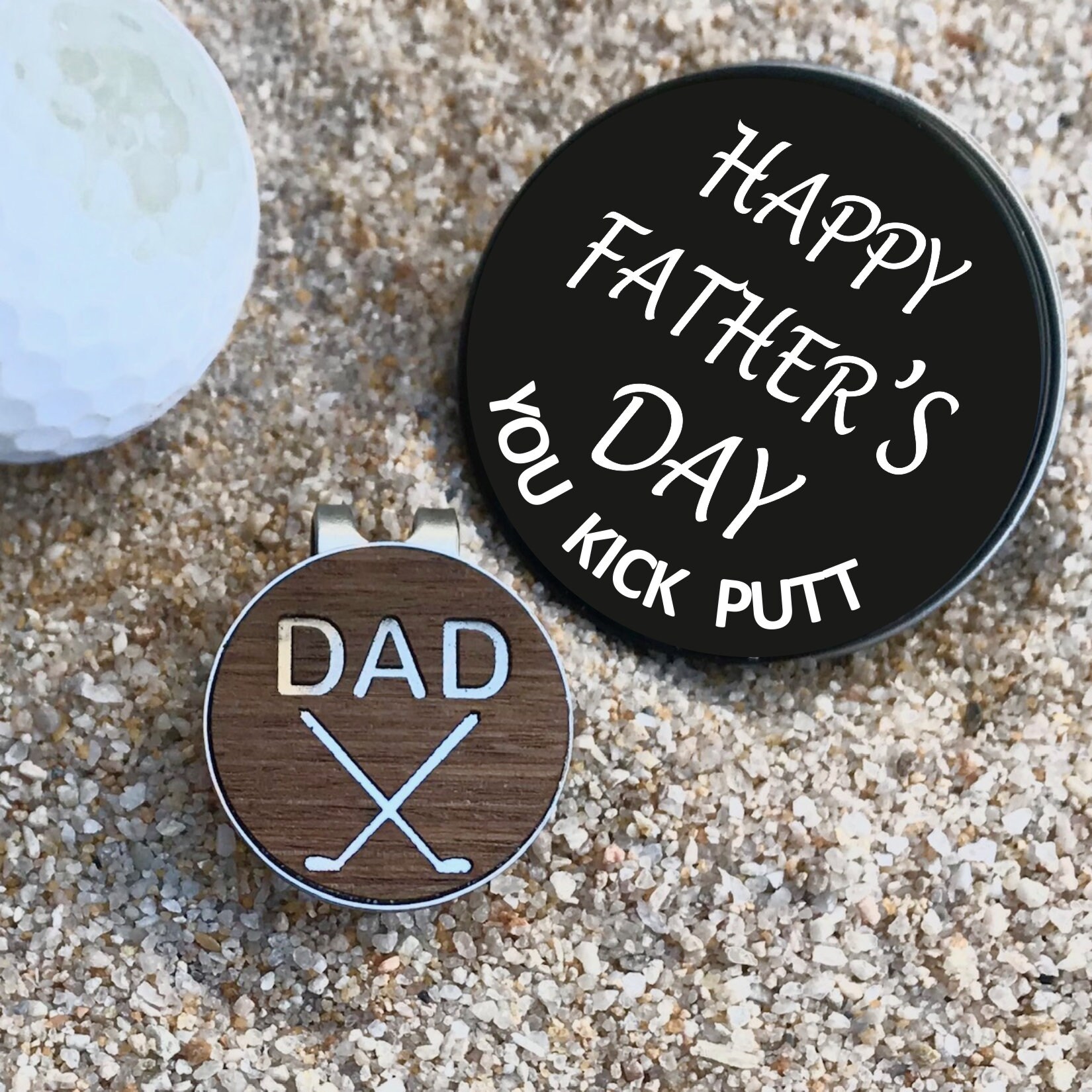WOOD Golf Ball Marker Magnetic Hat Clip / Personalized Custom Engrave…