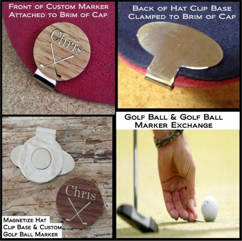Personalized Wood Golf Ball Marker and Magnetic Hat Clip