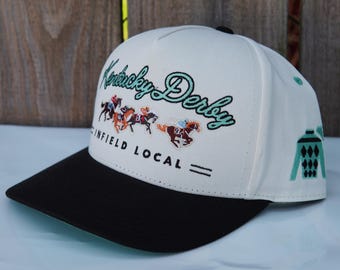 Kentucky Derby Infield Local Embroidered Snapback | Cream & Seafoam Colorways Hat | Limited Supply!